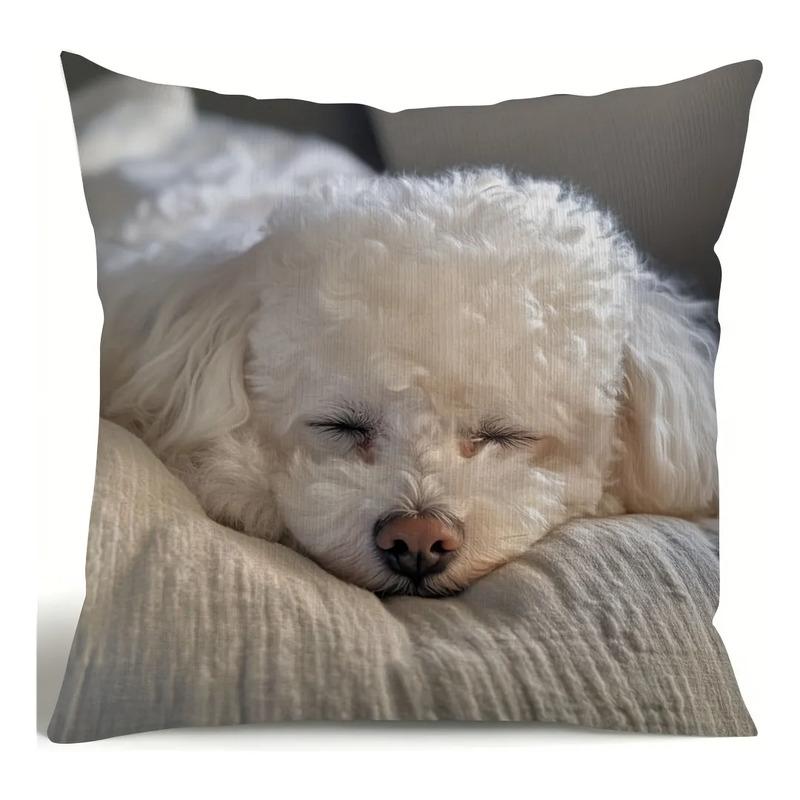 Funda De Almohada Con Estampado De Perro Bichon Frise, Decor S