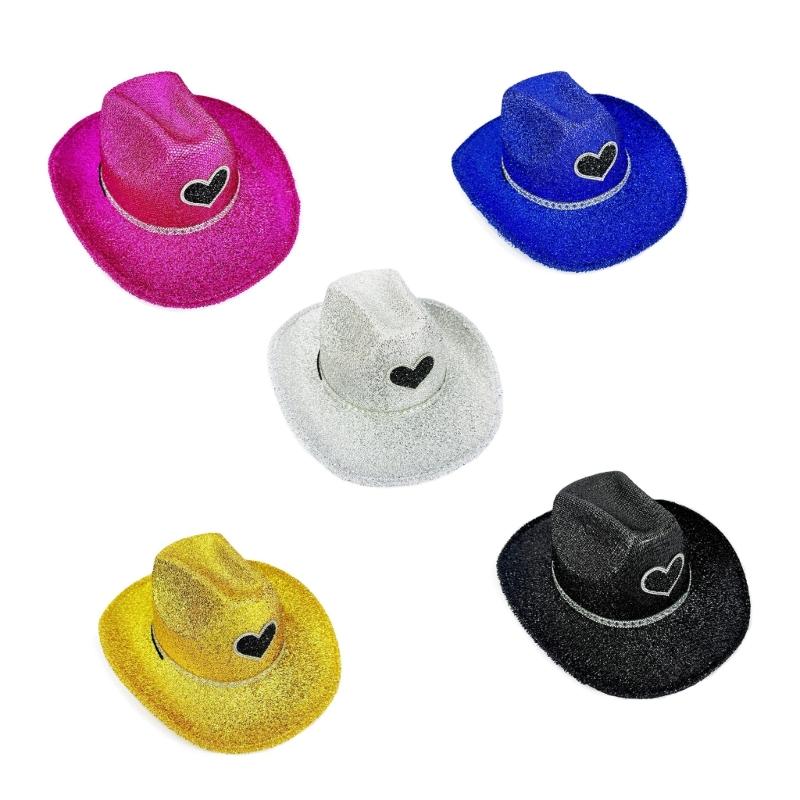 Chapeau haut-de-forme à larges bords accrocheur avec poudre scintillante pour événement en soirée, club de danse et festival de musique, accessoires de rassemblement