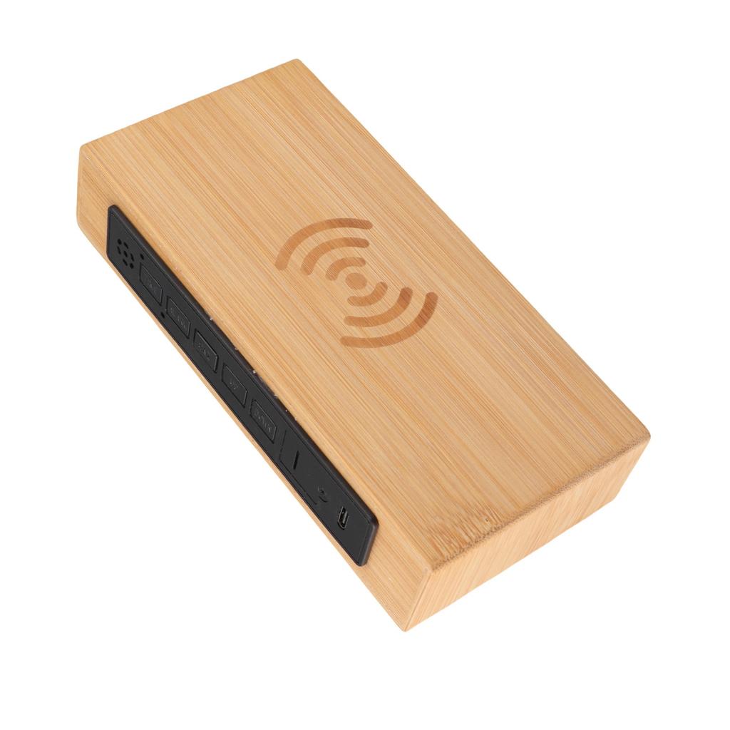 Wooden Digital Alarm Clock Wireless Charging Multifunction Fashionable Exquisite Bamboo LED Clock
