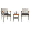 VidaXL 3-Piece Bistro Set with Cushions, Patio Chairs and Table, Outdoor Backyard Terrace Furniture, Grey 366260