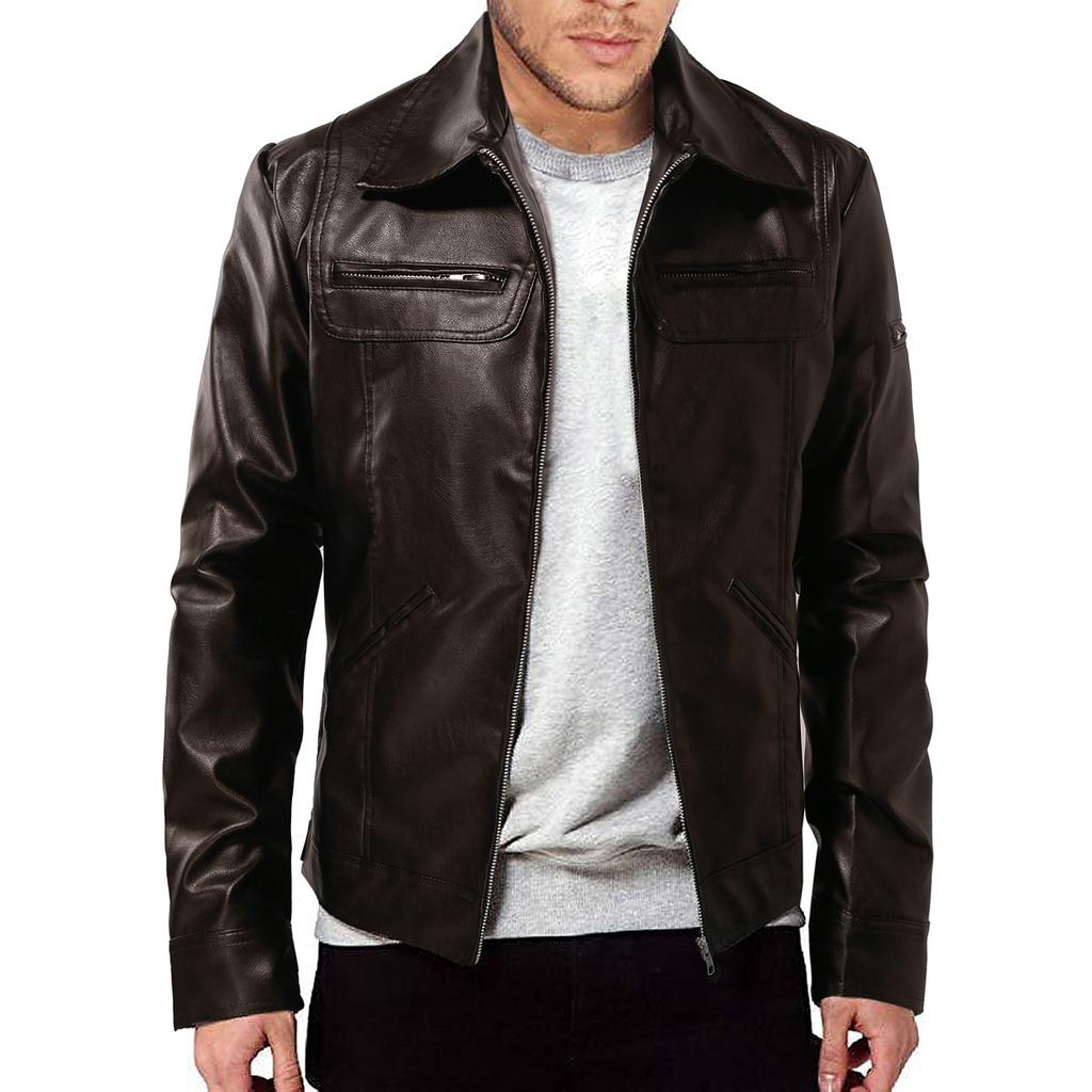 European and American men's PU leather jacket new locomotive leather jacket lapel jacket jacket