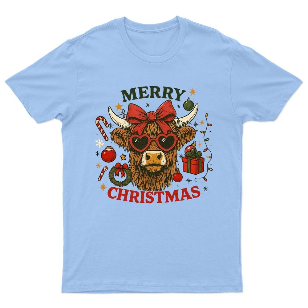Merry Christmas Highland Cow TShirt Unisex Gift Retro Seasonal Funny Xmas S