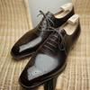 Oxfordschuhe für Herren Braun Schwarz Business Schnürung PU Büro Brogue Anzugschuhe De Vestir Hombre Herrenschuhe