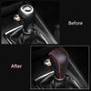 Gear Shift Knob Cover Black Leather + Red Stitch for
