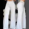 Summer European and American Foreign Trade Women's Clothing Hollow Belt High Waist Casual Straight Loose Trousers Wide Leg Trousers