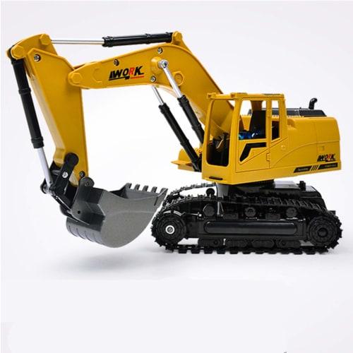 Multifunctional Excavator, RC Bulldozer, RC Car, Kids' Toy Car, Radio Control Construction Vehicle Toy, Large Size (Yellow)