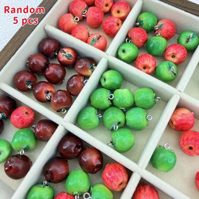 5Pcs 14x15MM 3D Resin Simulation Fruit Charms Pendant Spacer Loose Beads For DIY Jewelry Bracelet Earrings Accessories