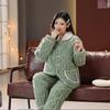 Pajamas women's three-layer thickened and cute winter can wear large-size warm padded loungewear