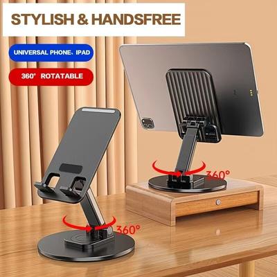 Faltbarer Desktop-Handyhalter, 360 Grad drehbar, stabile Metallhalterung für iPhone 16 15, iPad Pro Air, Xiaomi Tablet, Samsung