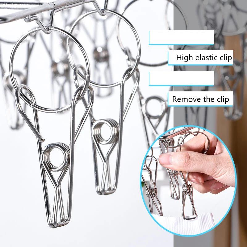 8-40clip Steel Windproof Clothespin Laundry Hanger Clothesline Sock Towel Bra Drying Rack Clothes Peg Hook Airer Dryer