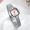 Unisex Quarzuhr Minimalistische Quadratische Zifferblattuhr Retro Mesh-Armband Armbanduhr für Männer Frauen Arbeit Schule