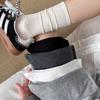 Women's Gray Mid-Calf Pure Cotton Pile Socks - Spring/Autumn Trendy Boneless Japanese Style for Sports or Casual Wear