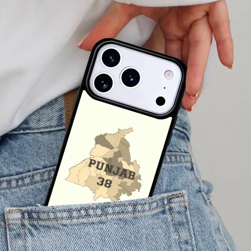 Punjab Map Outline Phone Case for iPhone 17ProMax 12 13 14 15 16e 17 Pro Max Plus Air Cover