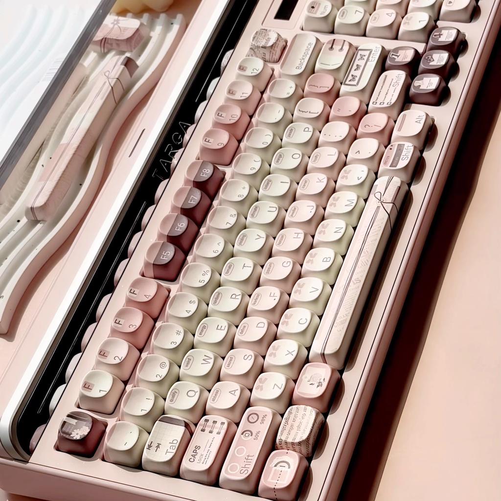 Keycaps Princess Handbook Girl Cute Pink Soa Cherry Pbt Material Sublimation 140 Key Alice Layout 7U Spacebar Keycap