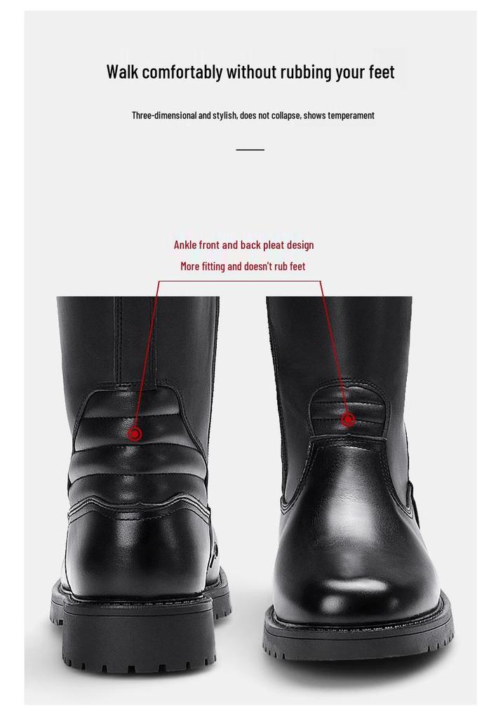 Men's Genuine Leather Equestrian Riding Boots with Zipper - Over-the-Knee Spring & Autumn Style