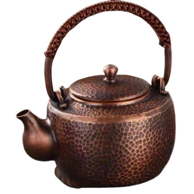 450Ml Pure Copper Teapot Pure Handmade Small Boiling Kettle Lifting Beam Teapot Vintage Health Tea Infuser Kung Fu Tea Set