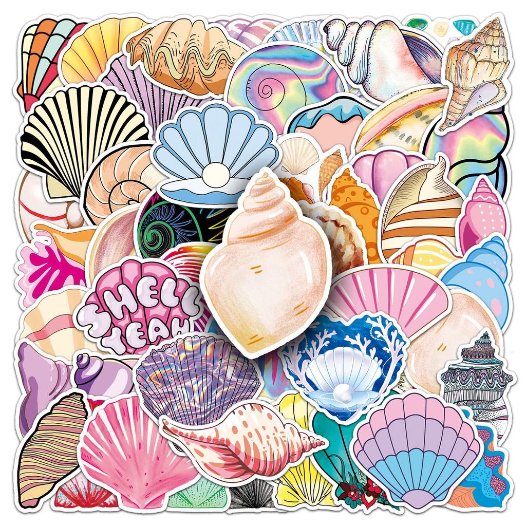 50 Nálepky na skateboard a kufr s kreslenými postavičkami a mušlemi, personalizované, pro děti, korejské, kreativní, DIY, vodotěsné