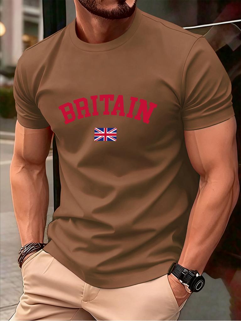 Britain Text With Flag Prints Cotton TShirts Men Summer Oversized ONeck T Shirt Comfortable Short Sleeve Tops Basic Clothes