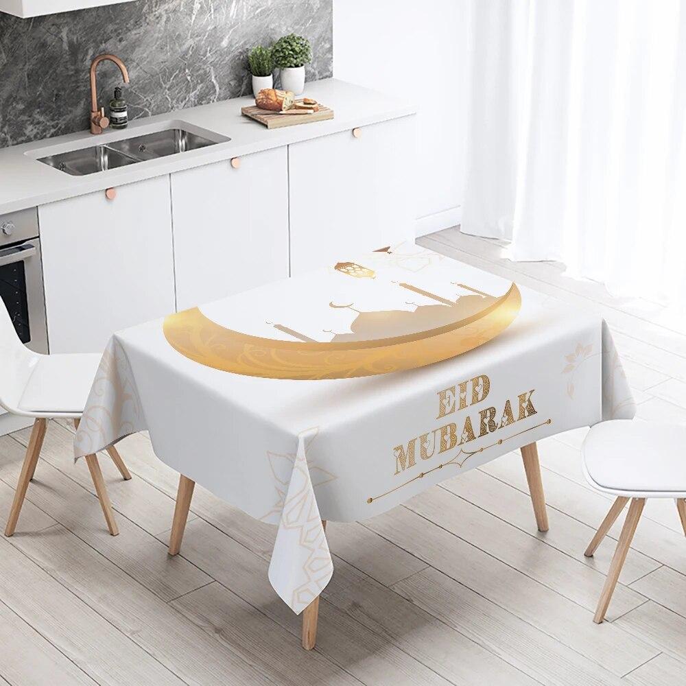 Eid Home Decoration Tablecloth Ramadan Arabic Calligraphy Muslim Decorative Tablecloth Waterproof and Stain-proof