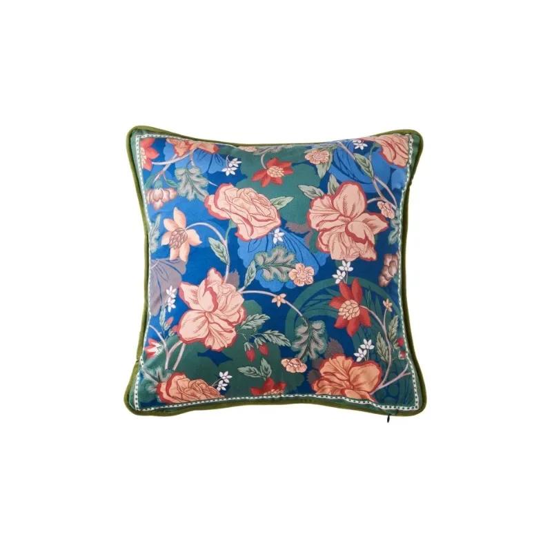 Parrot Print Cushion Case, Flora Bird Pillows, Luxury Velvet, Decorative Pillow Cover for Sofa Chair, Modern Living Room, Home D