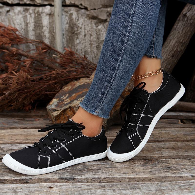 New women's fashion canvas shoes lace-up flat casual shoes