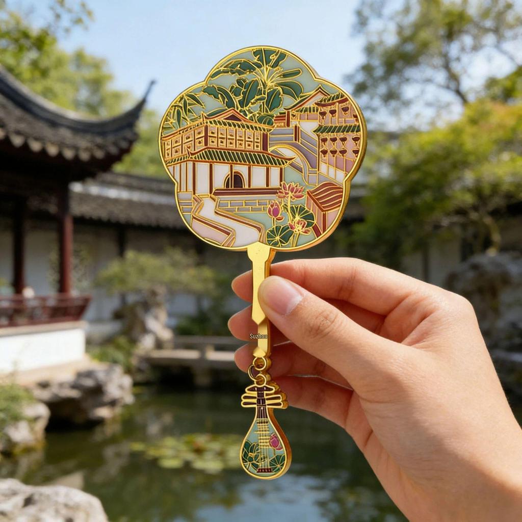 Humble and Lingering Garden Scenic Enamel Metal Magnet - Cultural Souvenir