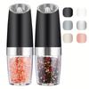Electric Salt and Pepper Mill Set, Spice Grinder, Coarseness Adjustable, Battery Operated with LED Light, One Handed Automatic Operation, Kitchenware