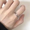 Silver Color Irregular Hollow Double Line Geometric Ring Female Simple Unique Design Fashion Adjustable