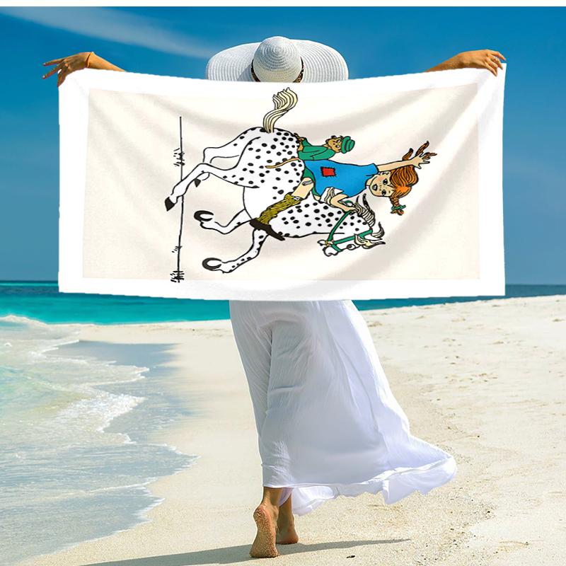 1pc Pippi Longstocking1 Beach Towel, Comfortable and Thick, and Swimming/Bath/Picnic/Camping Towel, Suitable for Seaside Beaches