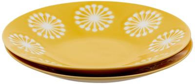 Minoru Pottery Mino Ware Moco 145 Plate Yellow Set of 2 14.7 X H2.5cm