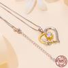 D color 1.0 CT  Moissanite Heart Shape Sunflower Charm Necklace for Women Birthday Gift Double Color Yellow Gold 925 Silver Links