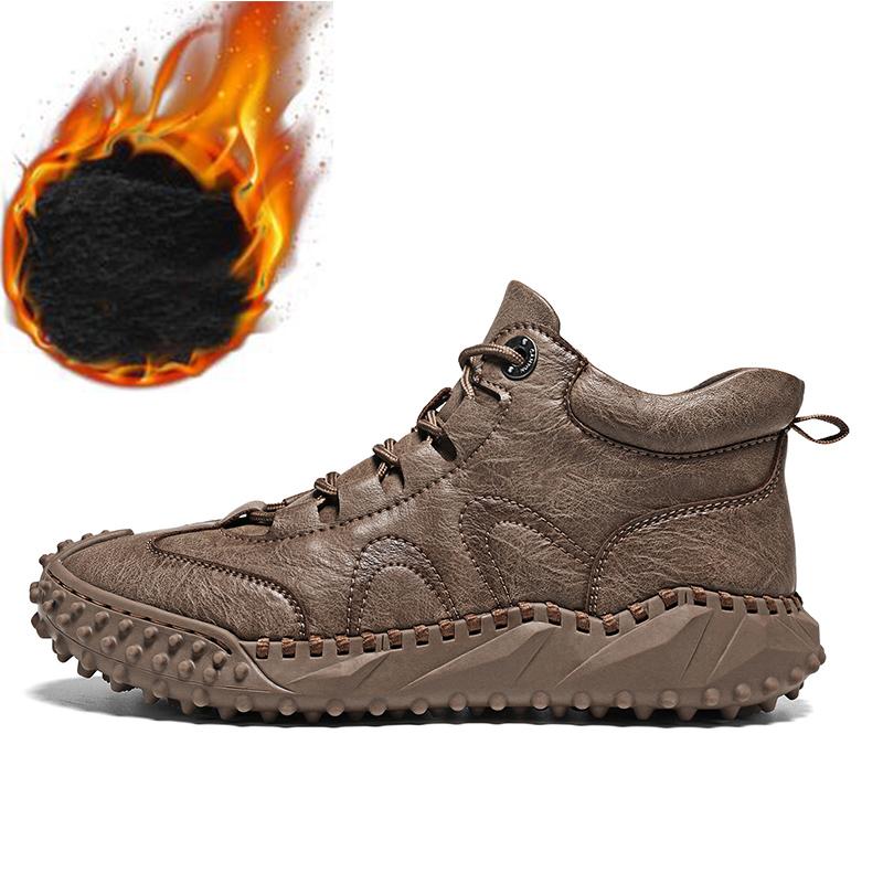 38-46 Fall/ Winter Mens Handmade  Leather  Soft Sock Ankle Boots Autumn Winter Men Boots Men's Ankle Boots Handmade Plush Shoes Casual Shoes