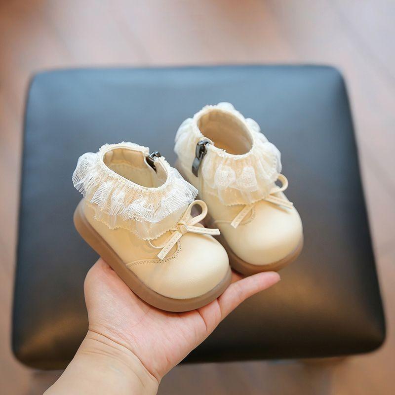 

Girls Baby Shoes, Girls Leather Boots, Infant Toddler Walking Shoes, Short Boots 19 бежевий
