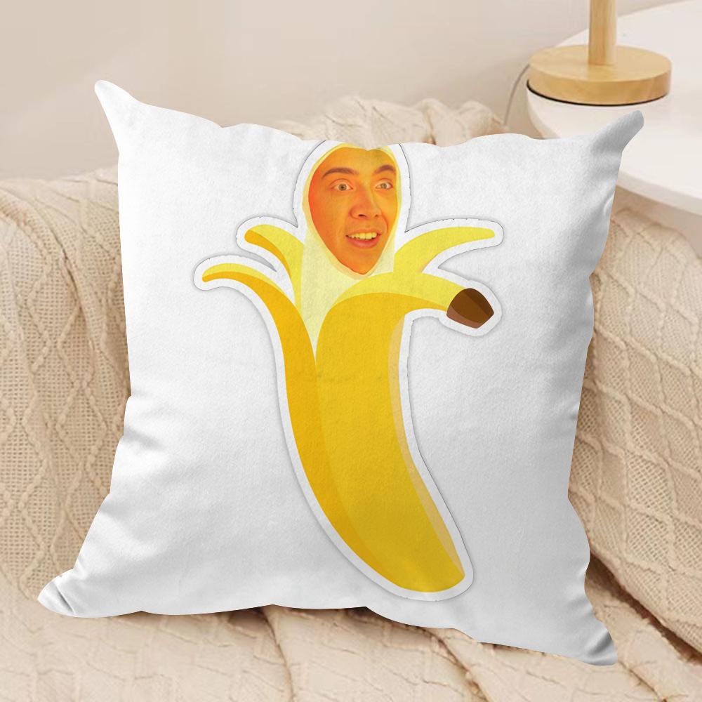 NNicolas Cage In A Banana Cushion Cover Silky Short Plush Invisible Zipper Dustproof Sofa Pillow Case for Home Decor