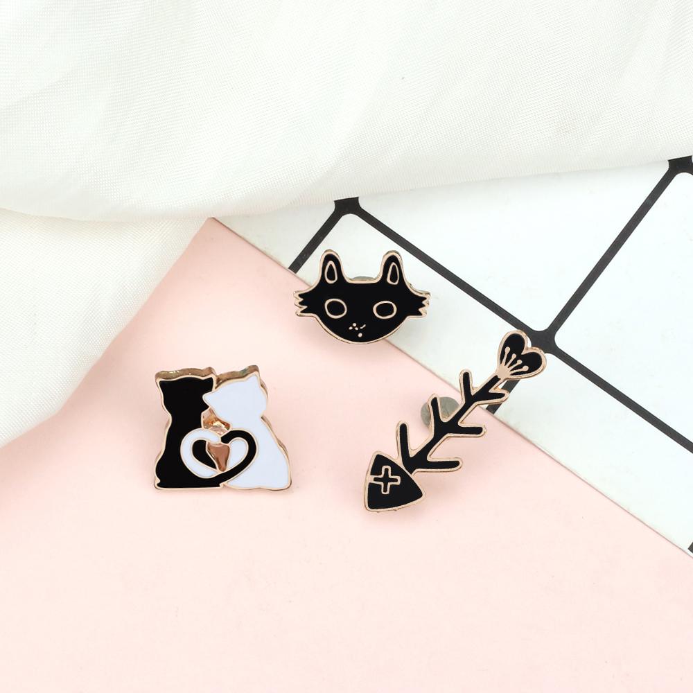 3-4pcs/set Cute Animal Brooch Cartoon Unicorn Cat Dog Monkey Fish Enamel Pin Backpack Clothing Badges Jewelry Children Wholesale