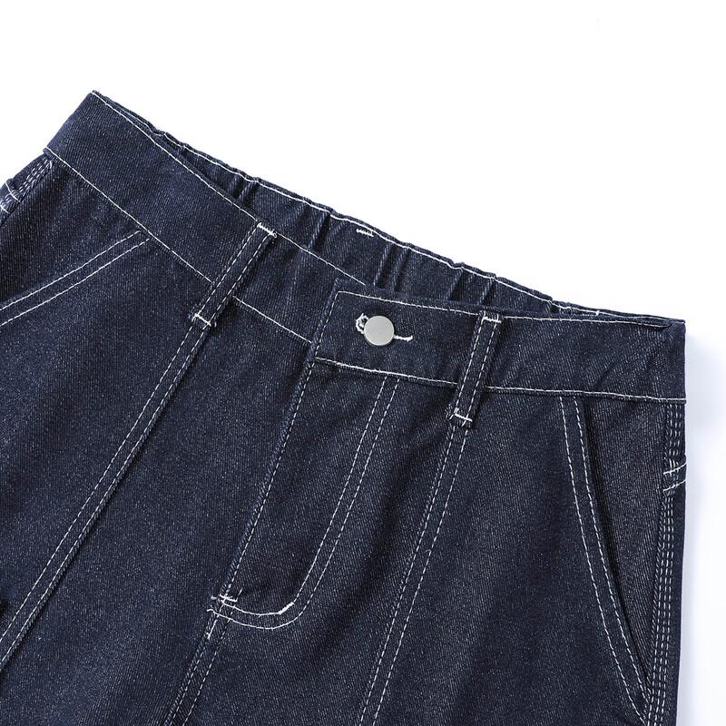 Unisex Loose Wide-Leg Multi-Pocket Denim Workwear Jeans