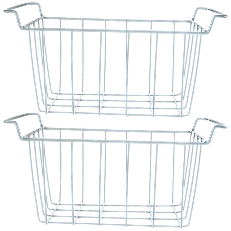 

Pack of 2 Sturdy Freezer Baskets Metal Wire Storage Organizers For Refrigerator Fridge With Ventilated Designs білий