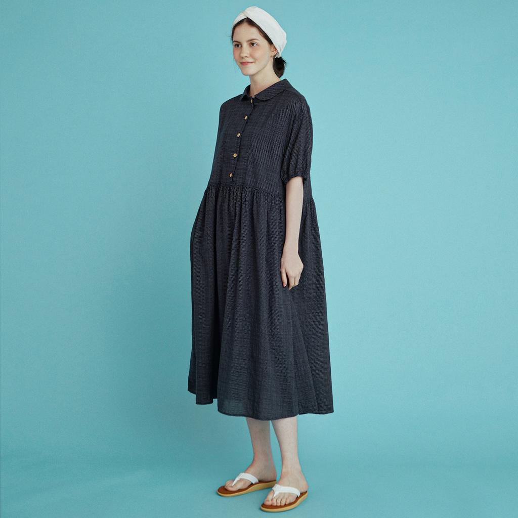 Chikita Puff Sleeveless Dress (Dot) Navy 232202Onv