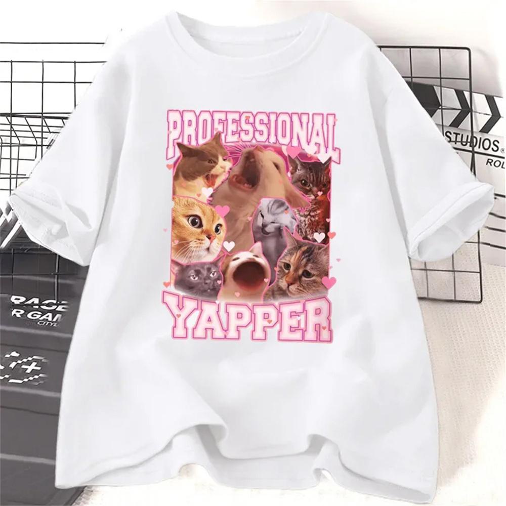 

Professional Yapper Meme Cat top Women streetwear Tee girl graphic Unisexga y2k clothing 4XL