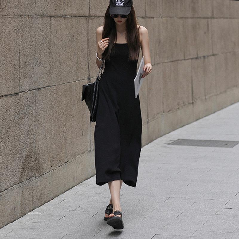 Striped Suspender Dress for Women In Summer Latest Versatile Slim Fit Slim Vest Mid-length Skirt