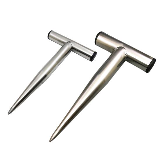 Hand-Steckwerkzeug aus Edelstahl, Pflanzlochstecher, Gartengerät mit T-Griff, Bodenstecher zum Pflanzen von Zwiebeln, Tulpen, Narzissen, Gemüse