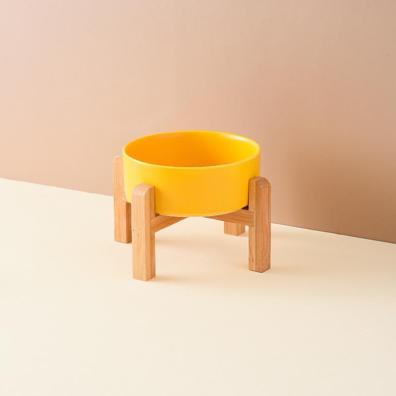 

Big Dogs Bowl Double Ceramic Elevated Pet Food Water Feeders Small Medium Large Dog Feeding Supplies with Wooden Stand