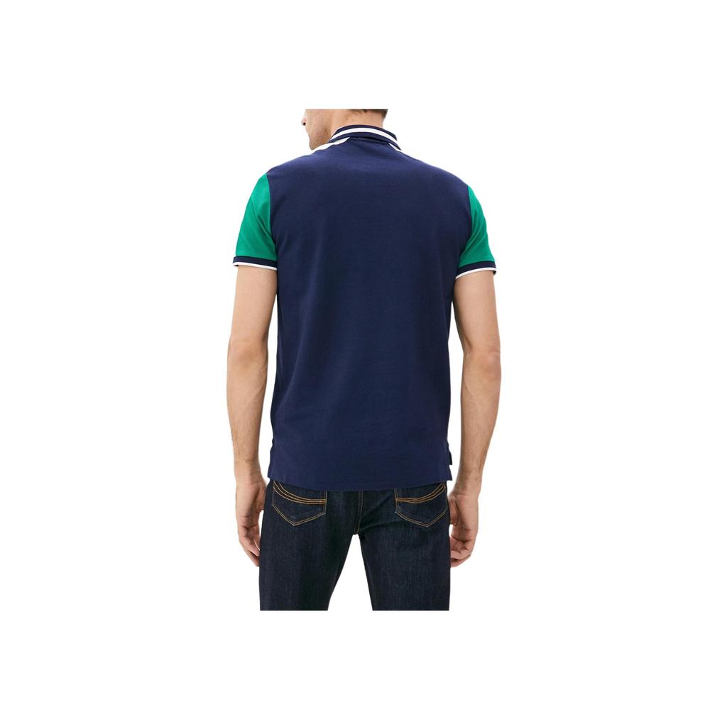 Polo Ralph Lauren Color Block Big Pony Logo Embroidered Short Sleeve Polo Shirt Men Polo Shirts Navy-Blue 710800516-001