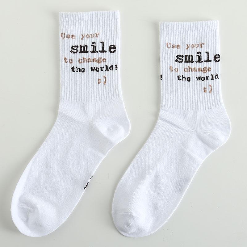 Roliga Herrstrumpor Glada Nya Mode Ins Stil Strumpor För Kvinnor Och Män Hip Hop Harajuku Tecknad Fotboll Bomullsstrumpor