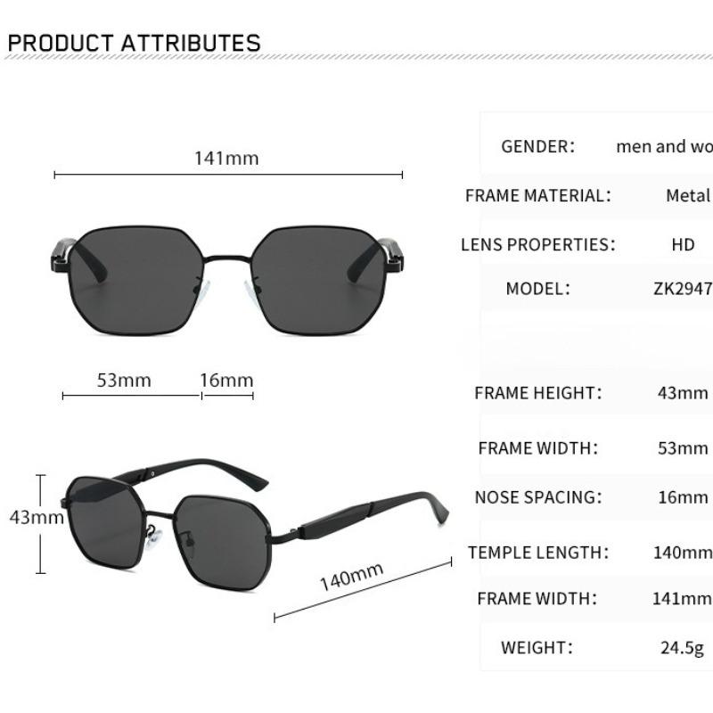 2026 Men Metal Polygonal Irregular Sunglasses, UV400 Classic Driving Shades, Sunscreen Eyewear for Outdoor Selfie