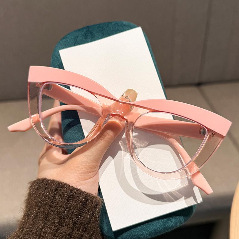 Fashionable Large Frame Cat Eye Presbyopia Glasses Hd Anti-Blue Light Reading Glasses Women Men'S Glasses Diopter 1.0 To 4.0