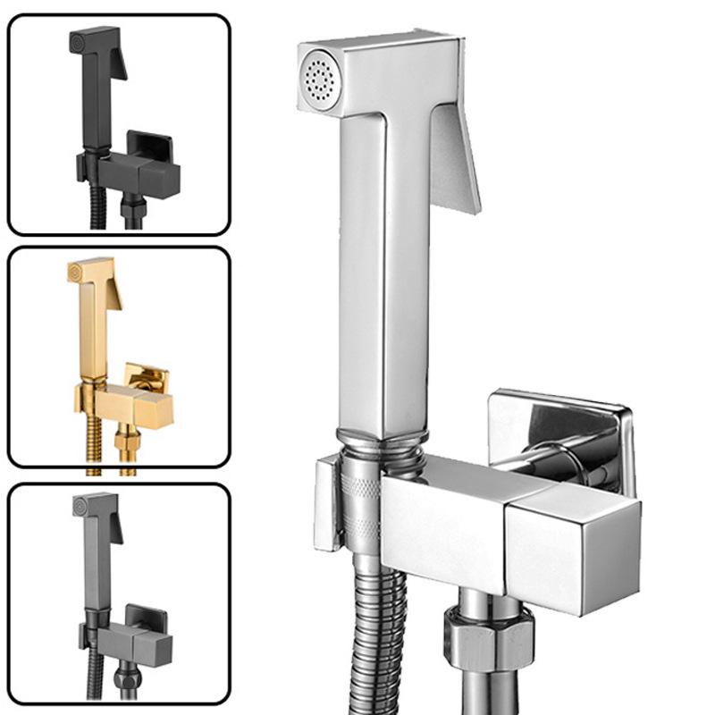HONGDEC Modern Wall-Mounted Elongated Stainless Steel Bidet Sprayer Set with Spray Gun Hand Held for Toilet and Apartment Use