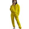 1116 Yama European and American popular casual hooded long-sleeved pocket sweater solid color sports suit two-piece set