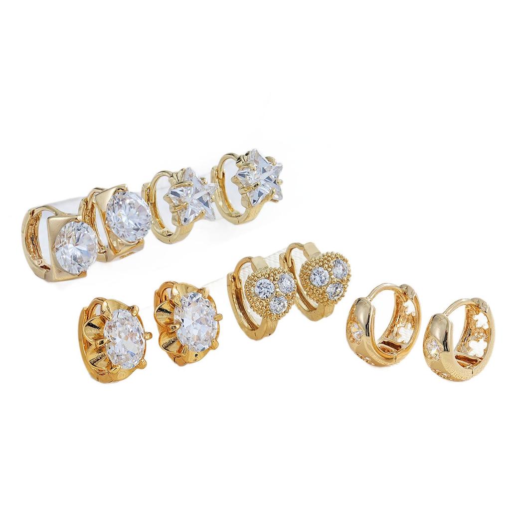 18K Gold Copper Zircon Ear Cuffs - Elegant, Versatile Women's Luxury Earrings