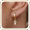 14K Gold Plated Dangle Hoop Earrings for Women Drop Jewelry Gifts | Trendy Chunky Statement Huggie Earring Cubic Zirconia Crystal Charm Lightweight